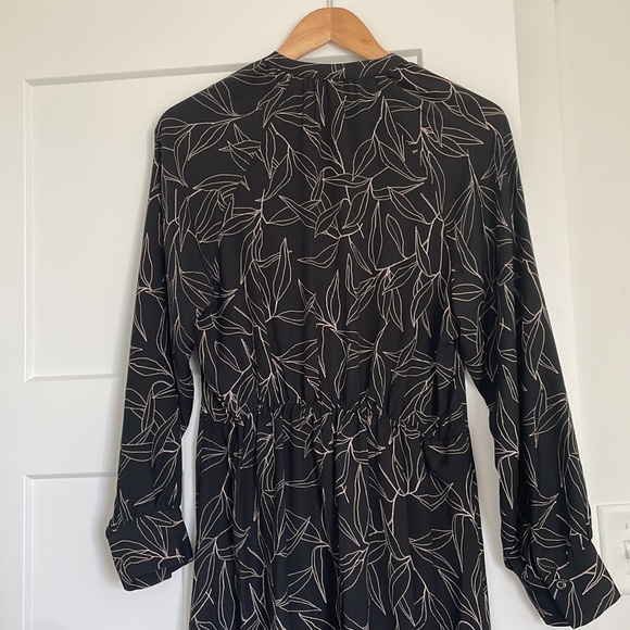 A New Day Black Midi Dress with Blush Leaf Pattern - Picture 6 of 8